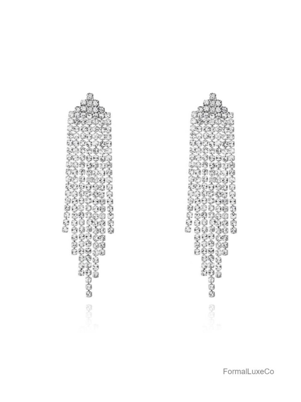 Silver Plated Crystal Dangle Tassel Earrings Lightweight Hypoallergenic Gift